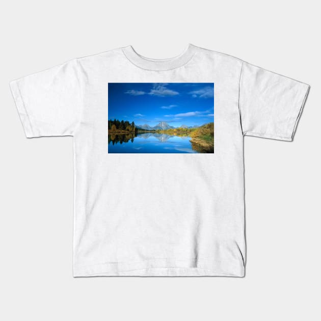 Mt Moran Reflected In Oxbow Bend Grand Teton National Park Kids T-Shirt by AinisticGina